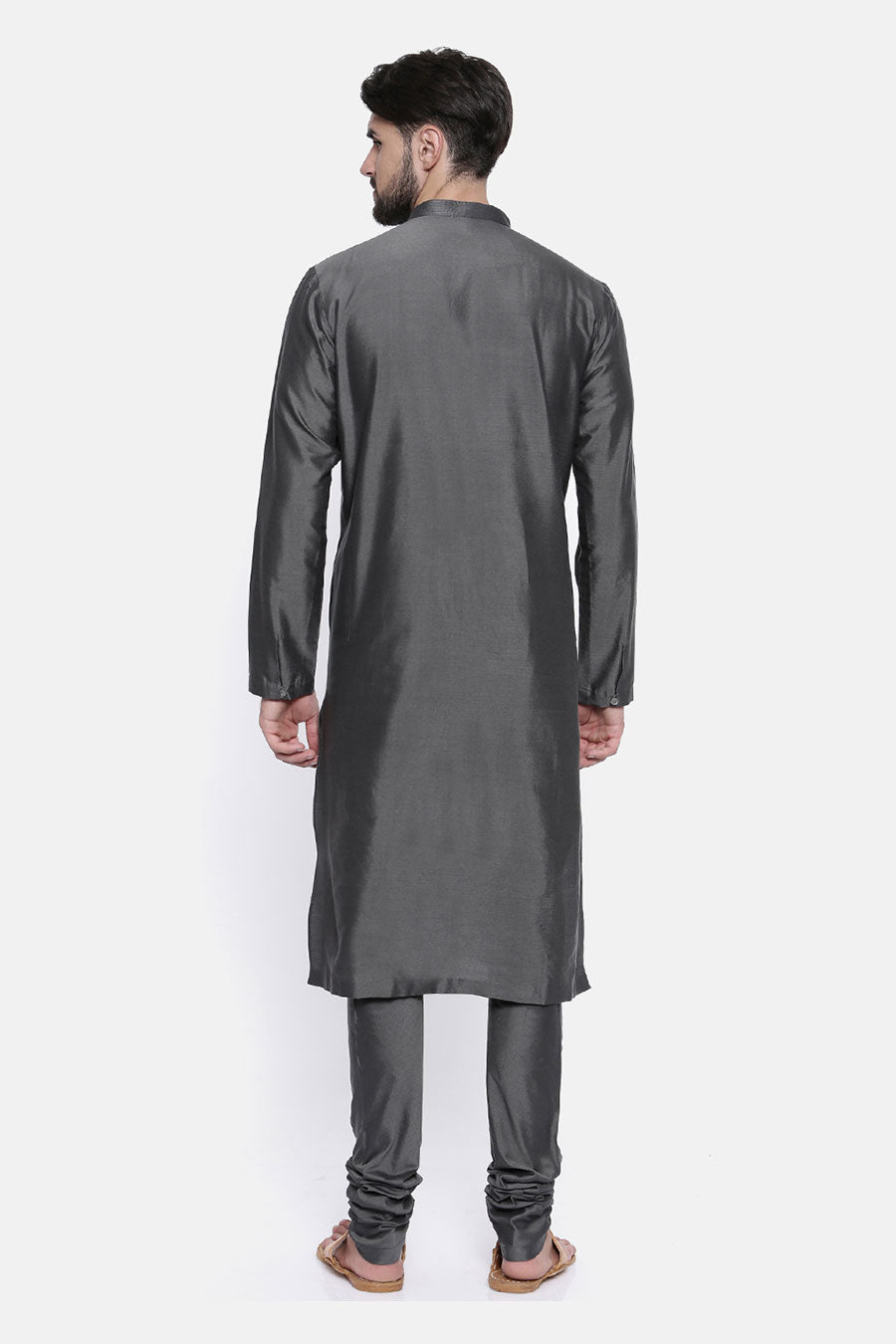 Charcoal Grey Stitch-Detailed Kurta Set