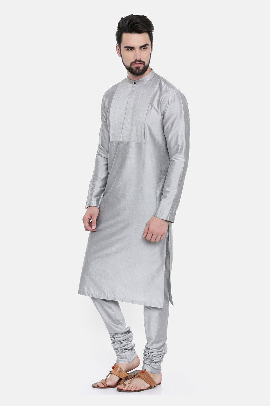 Silver Grey Pintuck Kurta Set