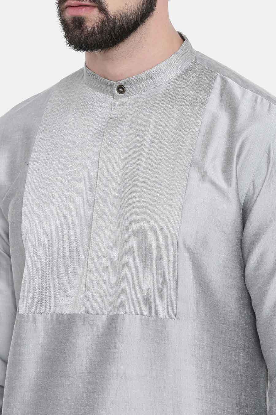 Silver Grey Pintuck Kurta Set