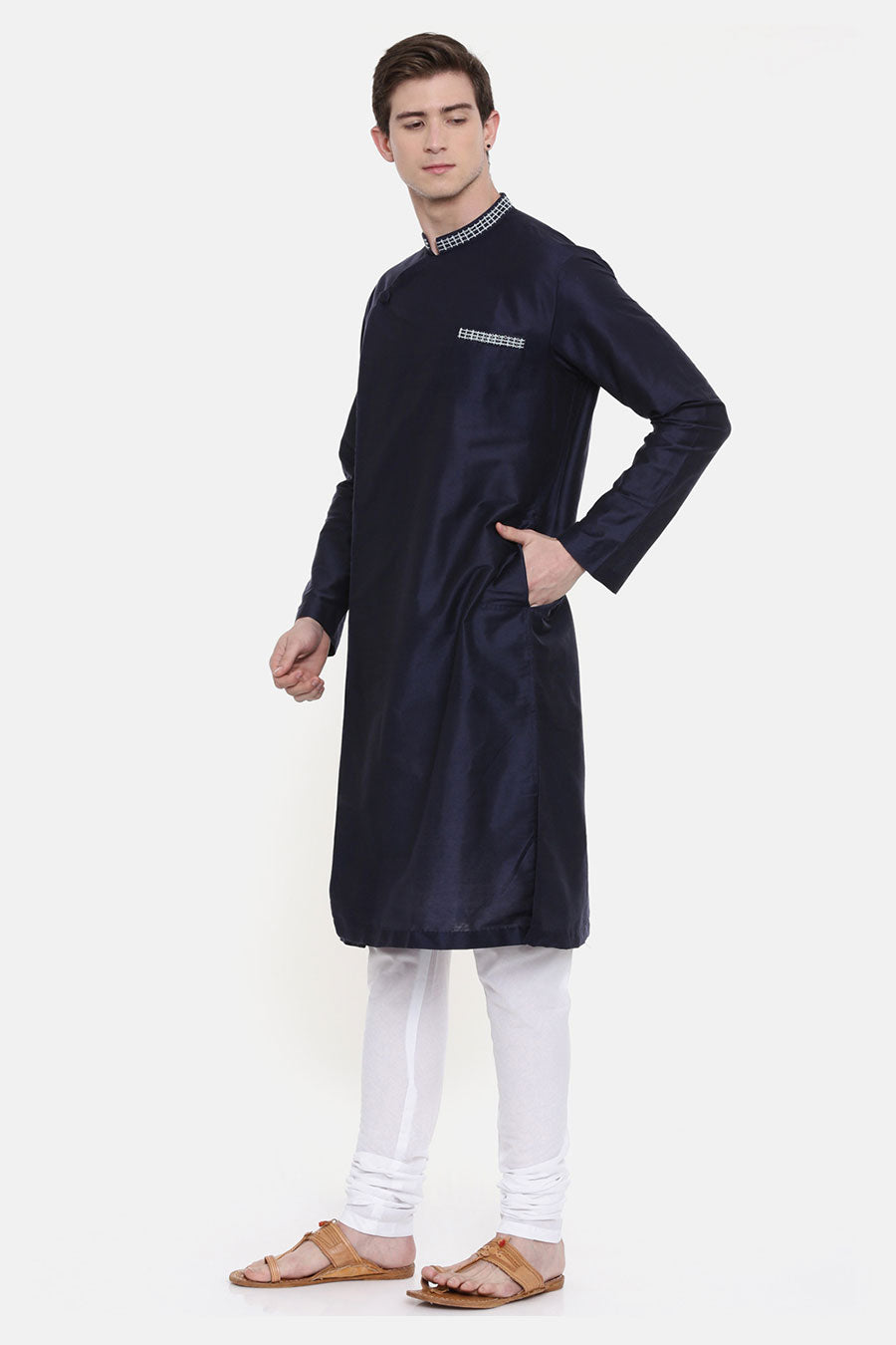 Navy Blue Overlap Kurta Set