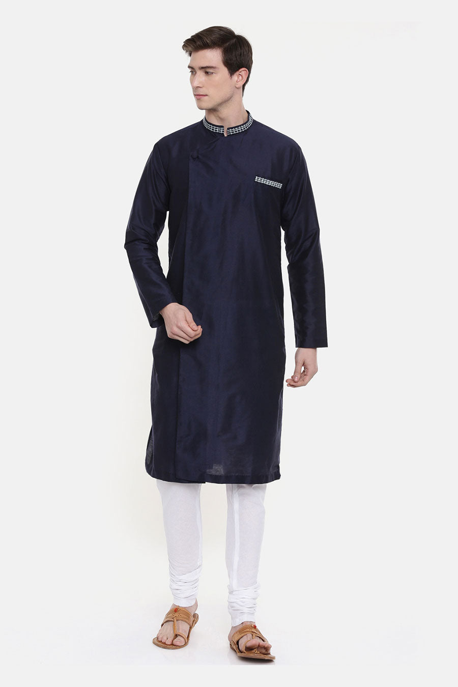 Navy Blue Overlap Kurta Set