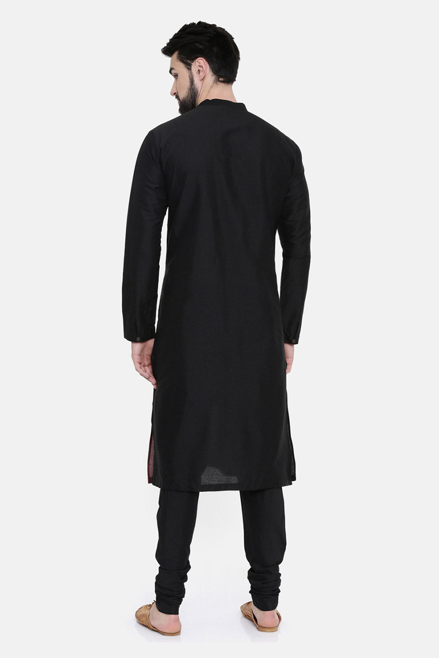 Black Colour-Blocked Kurta Set