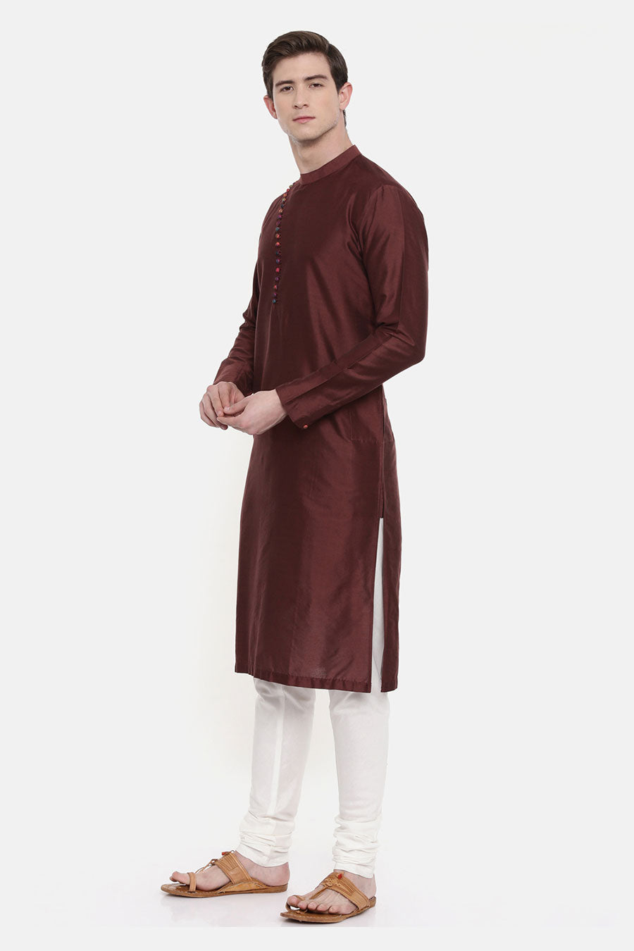 Brown Overlap Kurta Set