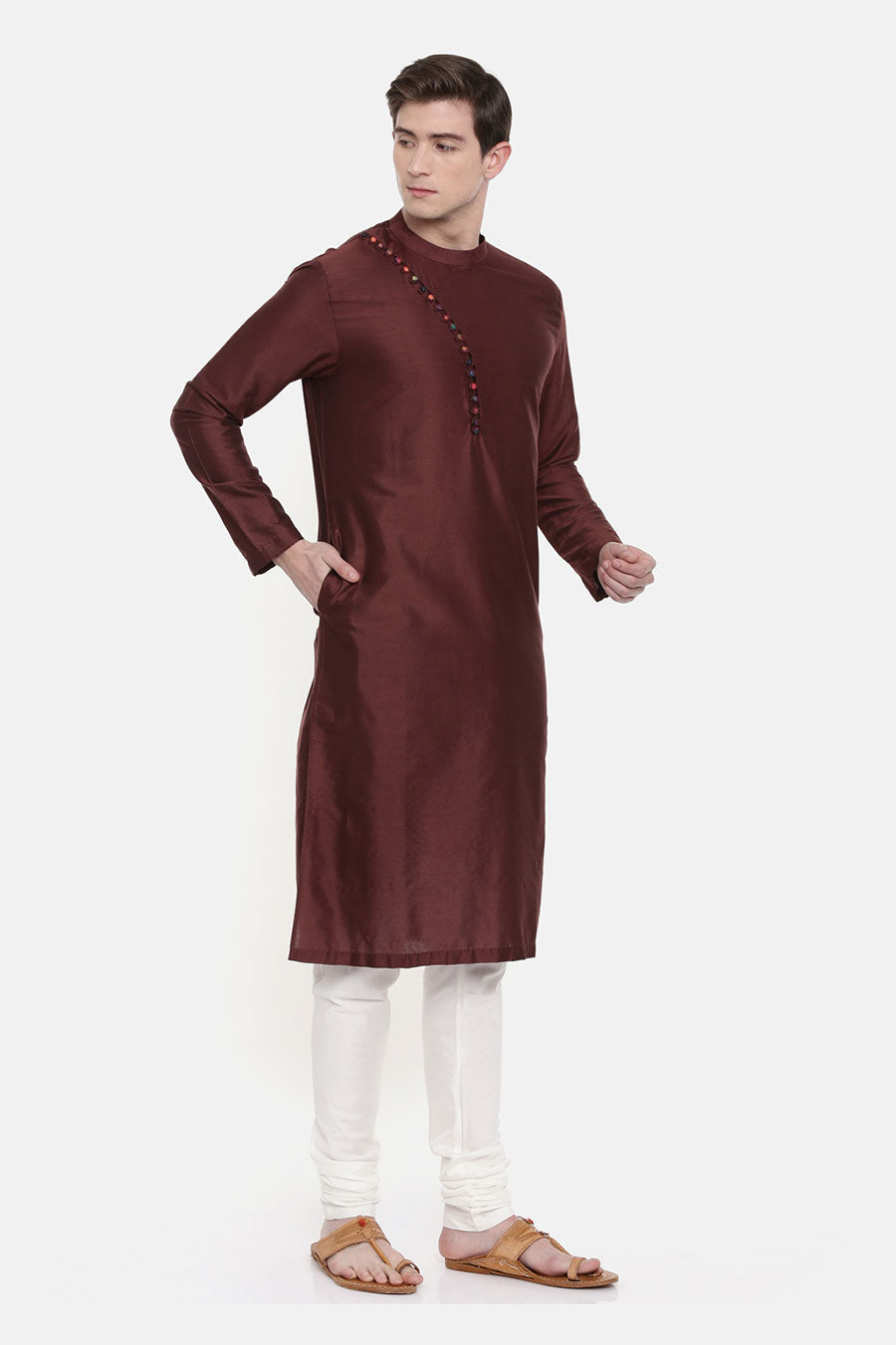 Brown Overlap Kurta Set