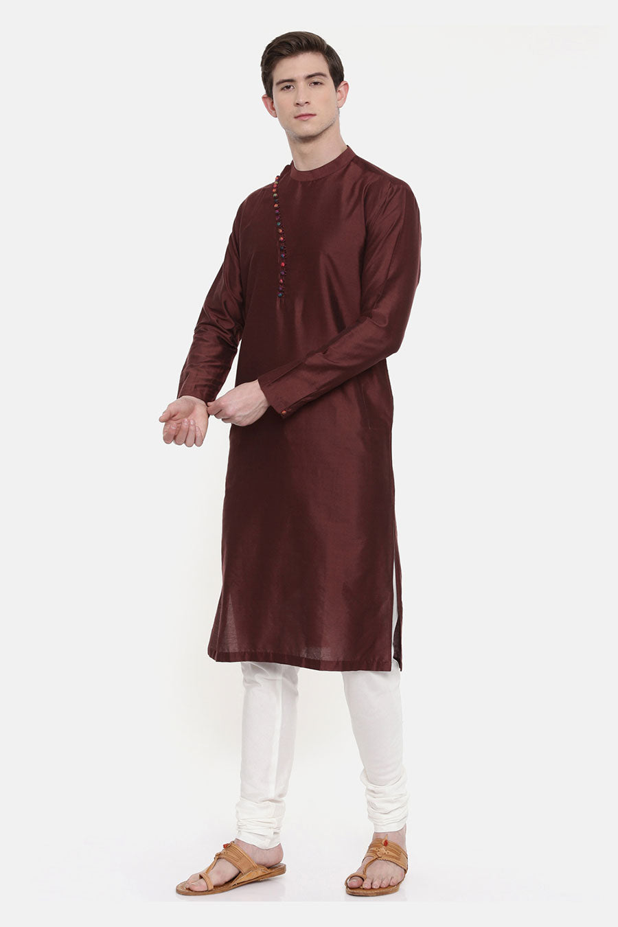 Brown Overlap Kurta Set