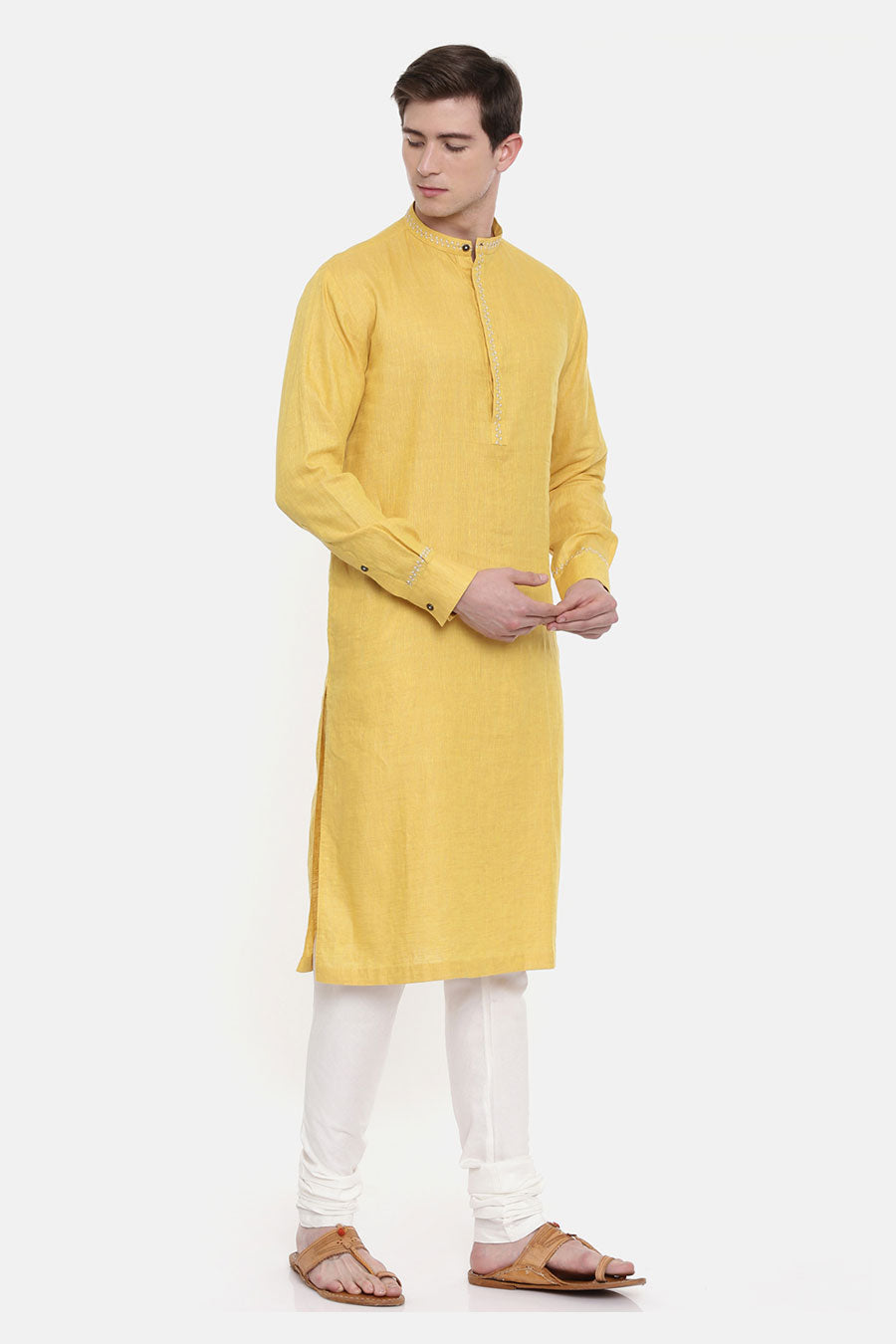 Yellow Linen Kurta Set 