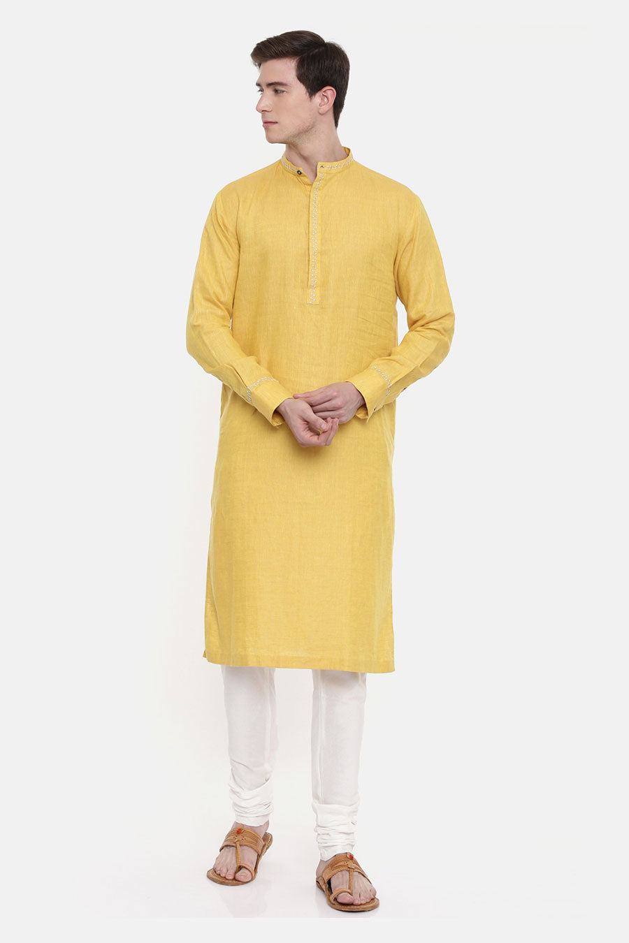 Yellow Linen Kurta Set 