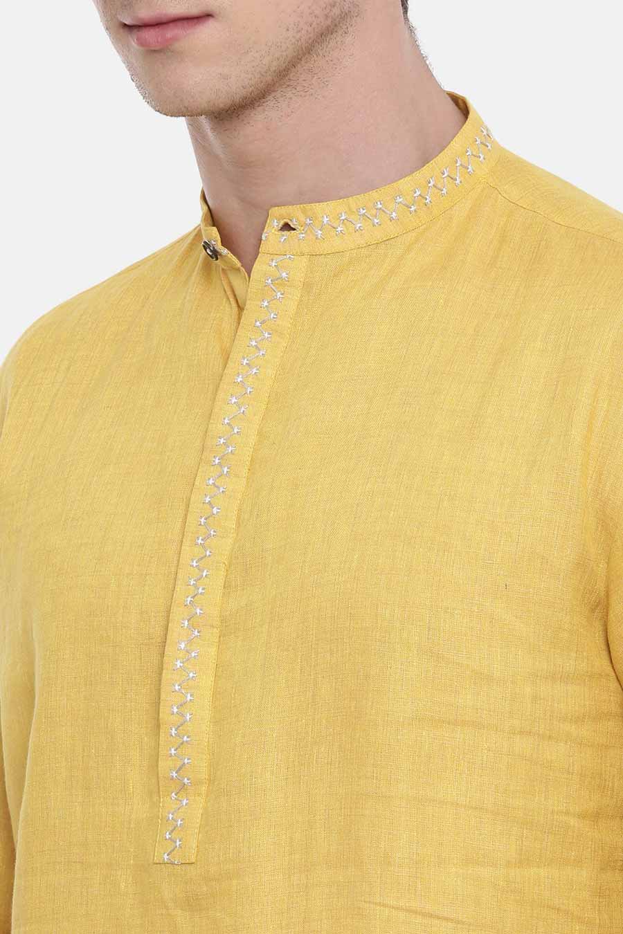 Yellow Linen Kurta Set 