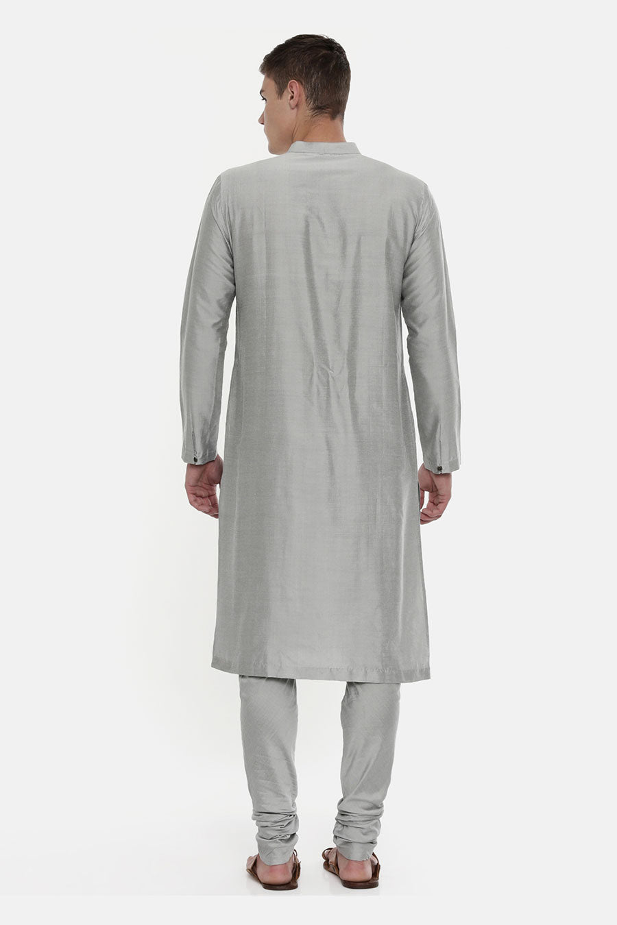 Grey Colour-Blocked Kurta Set