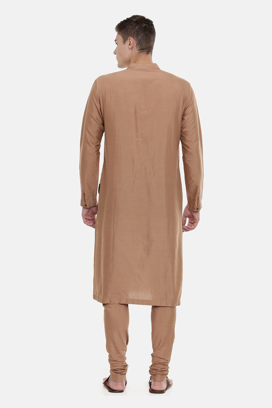 Brown Colour-Blocked Kurta Set