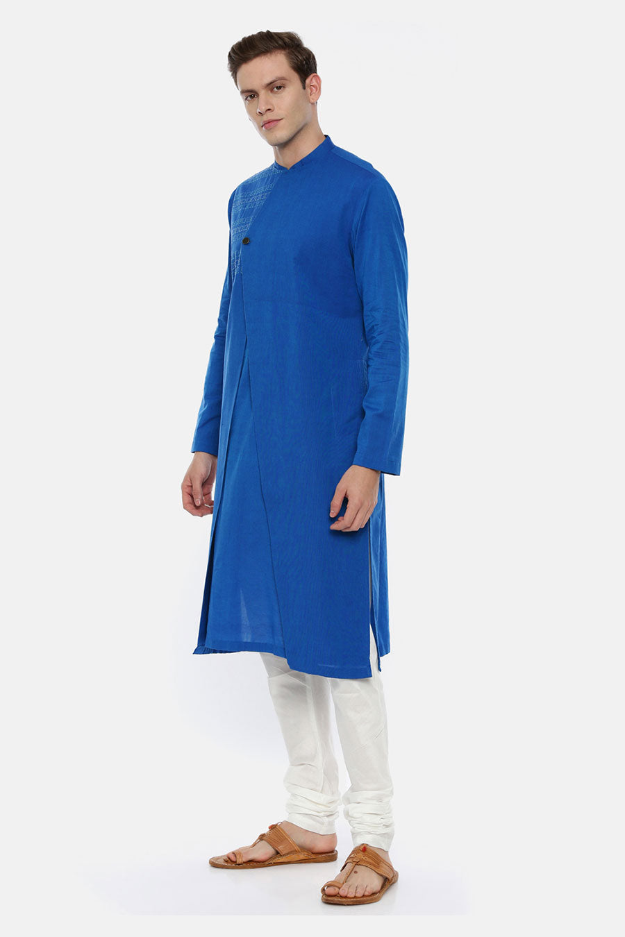 Soft Blue Panelled Kurta Set