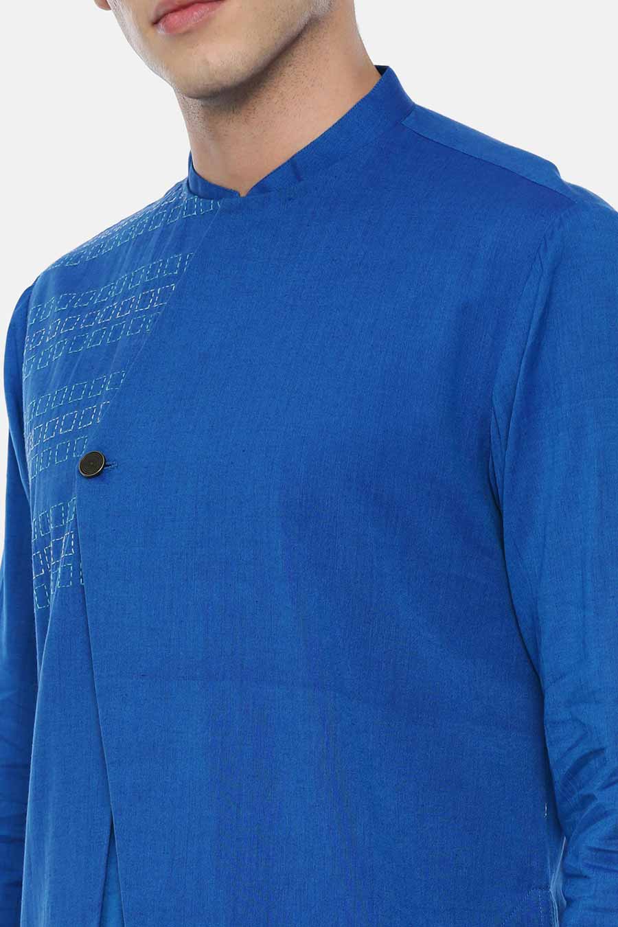 Soft Blue Panelled Kurta Set