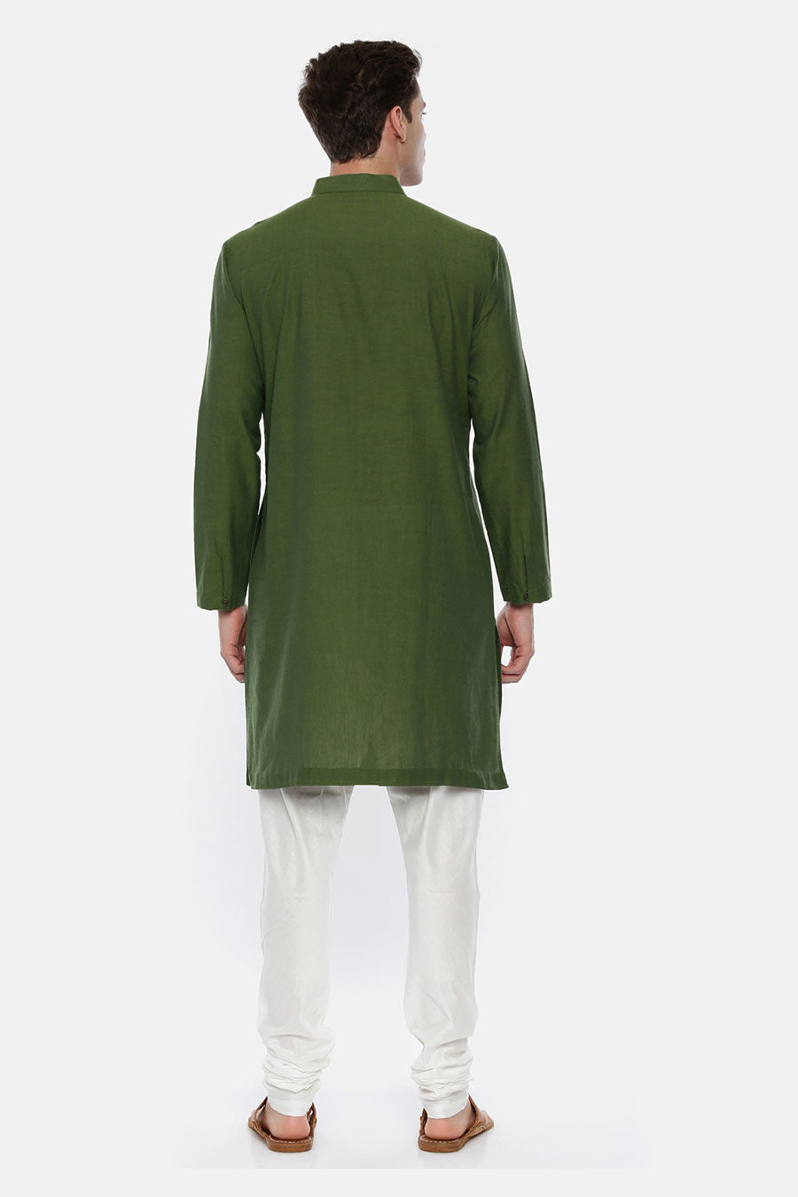 Green Stitch-Detailed Kurta Set