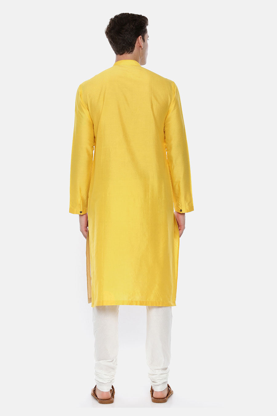 Yellow Colour-Blocked Kurta Set