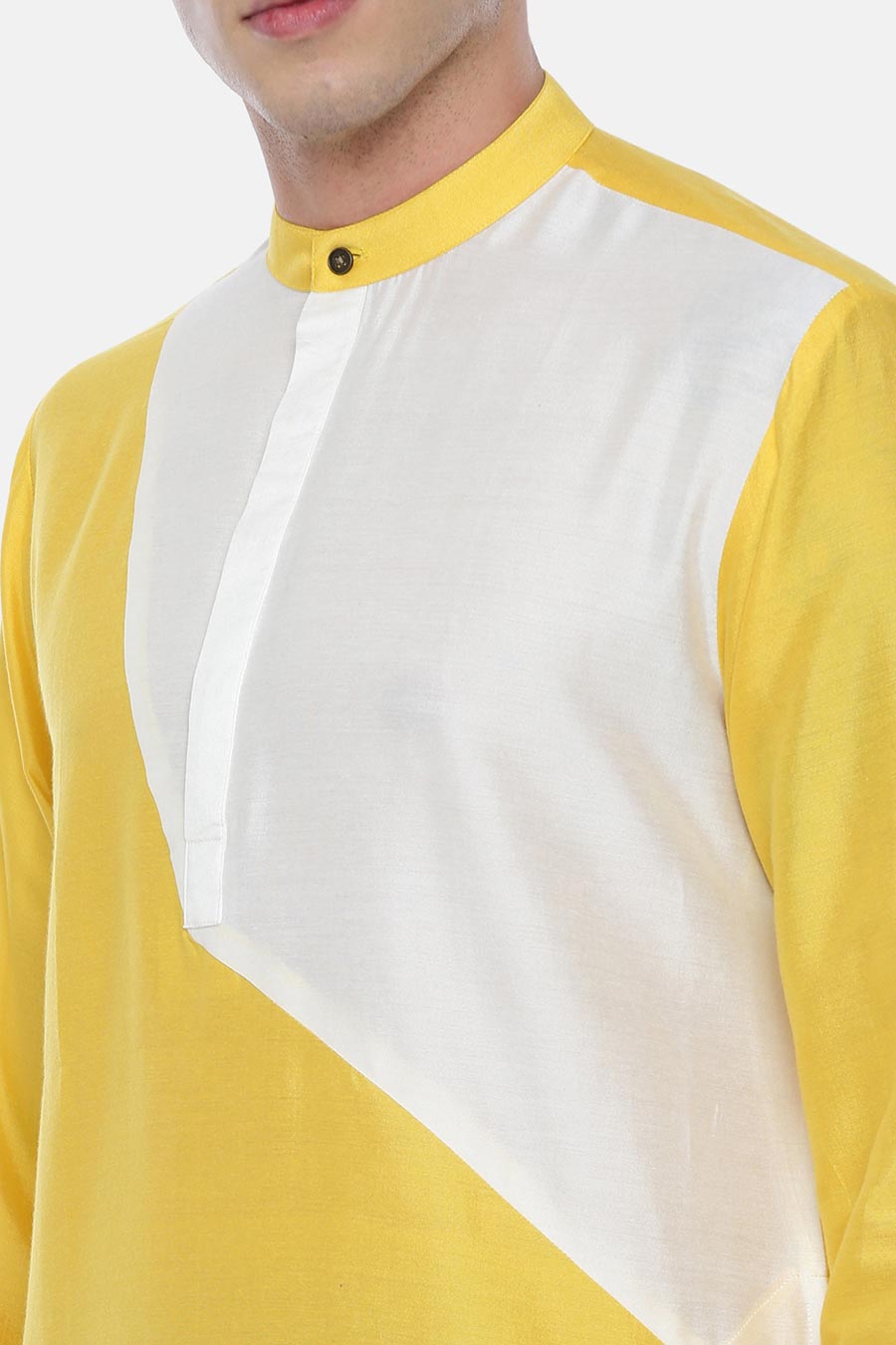 Yellow Colour-Blocked Kurta Set