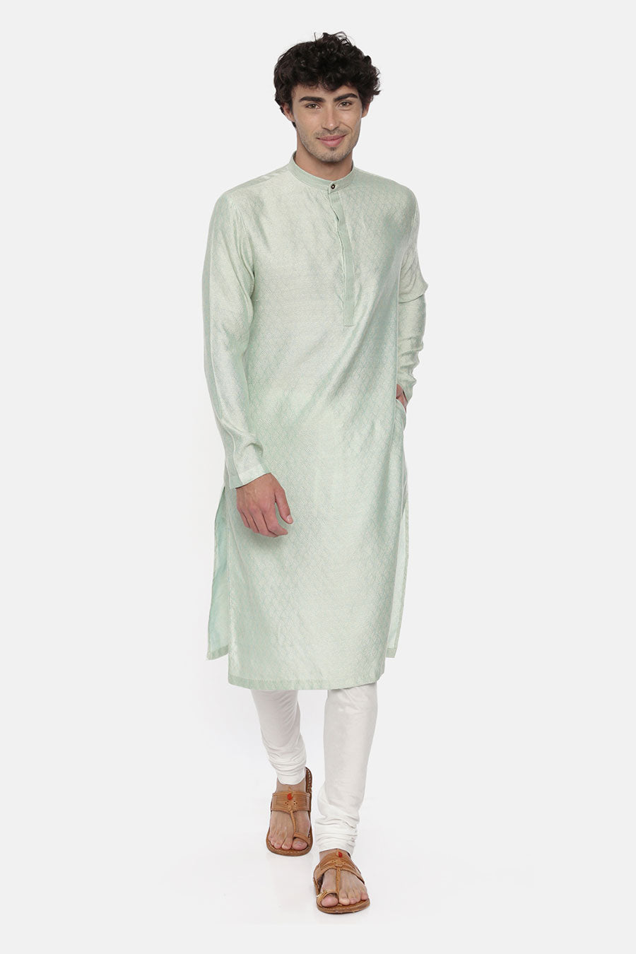 Mint Green Jacquard Kurta Set