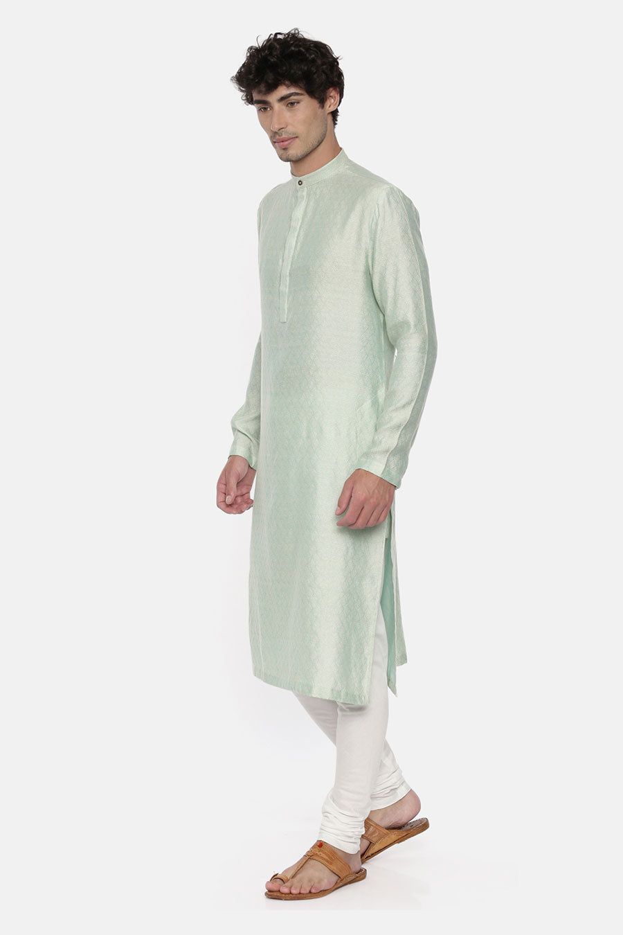 Mint Green Jacquard Kurta Set