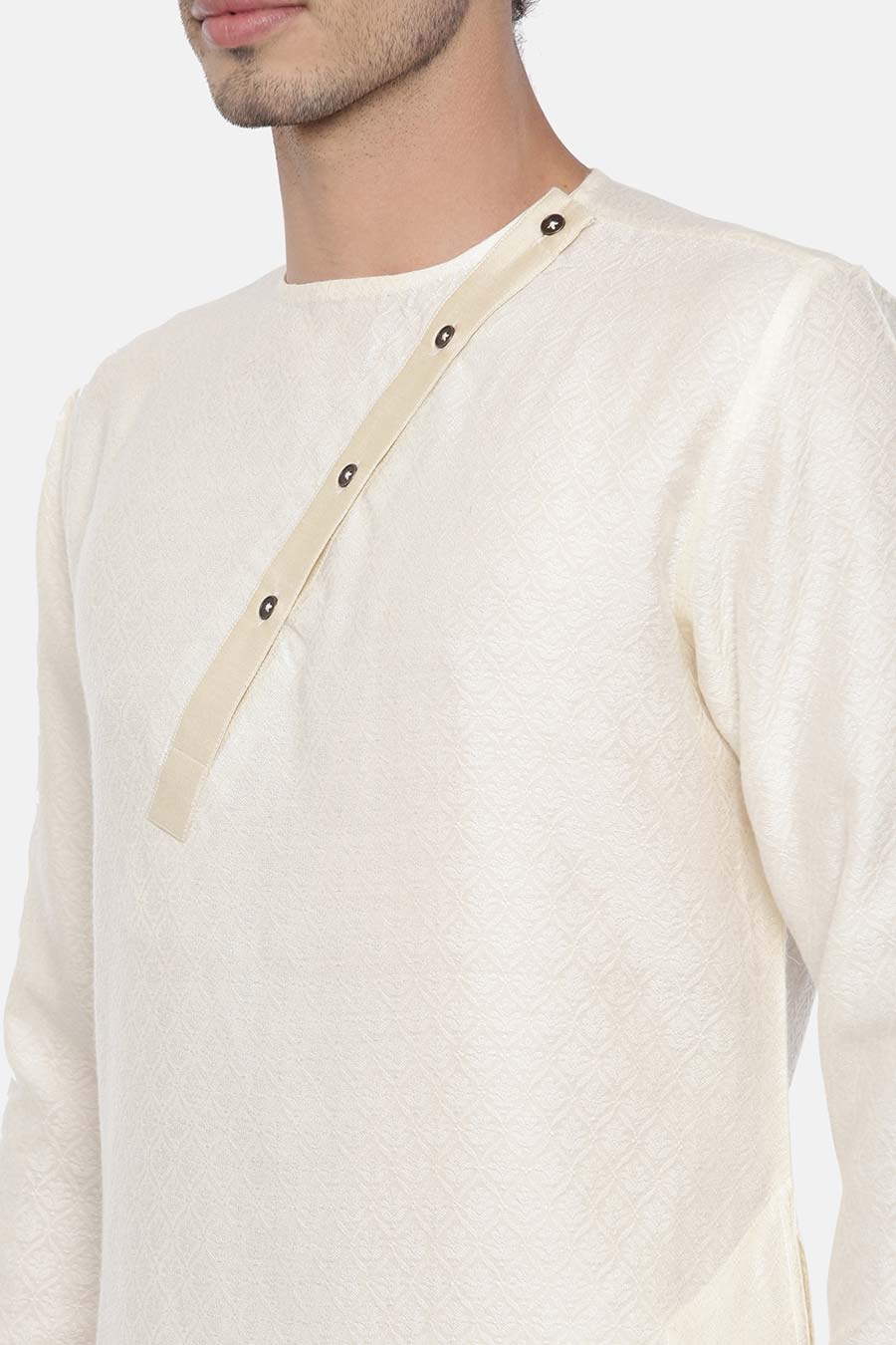 Cream Jacquard Kurta Set 