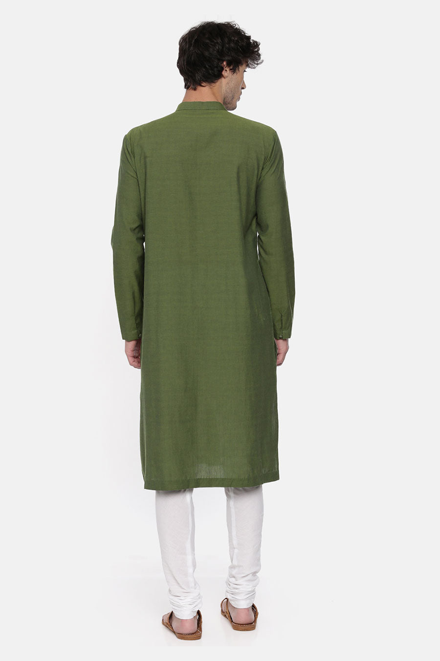 Green Stitch-Detailed Kurta Set