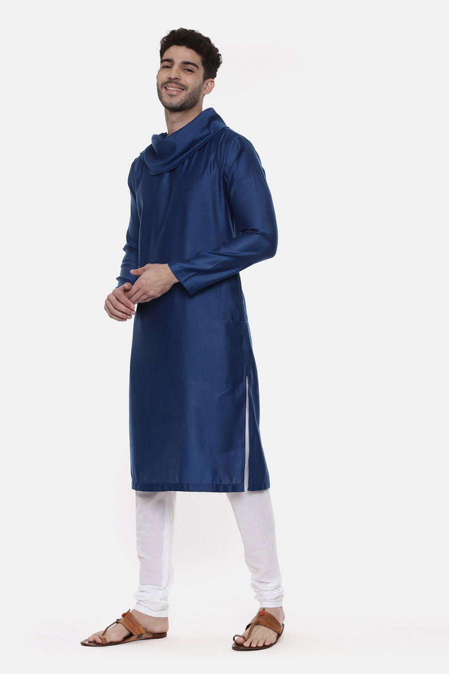 Blue Cowl Kurta Set