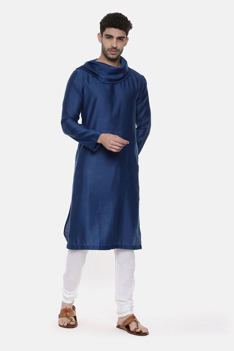 Blue Cowl Kurta Set