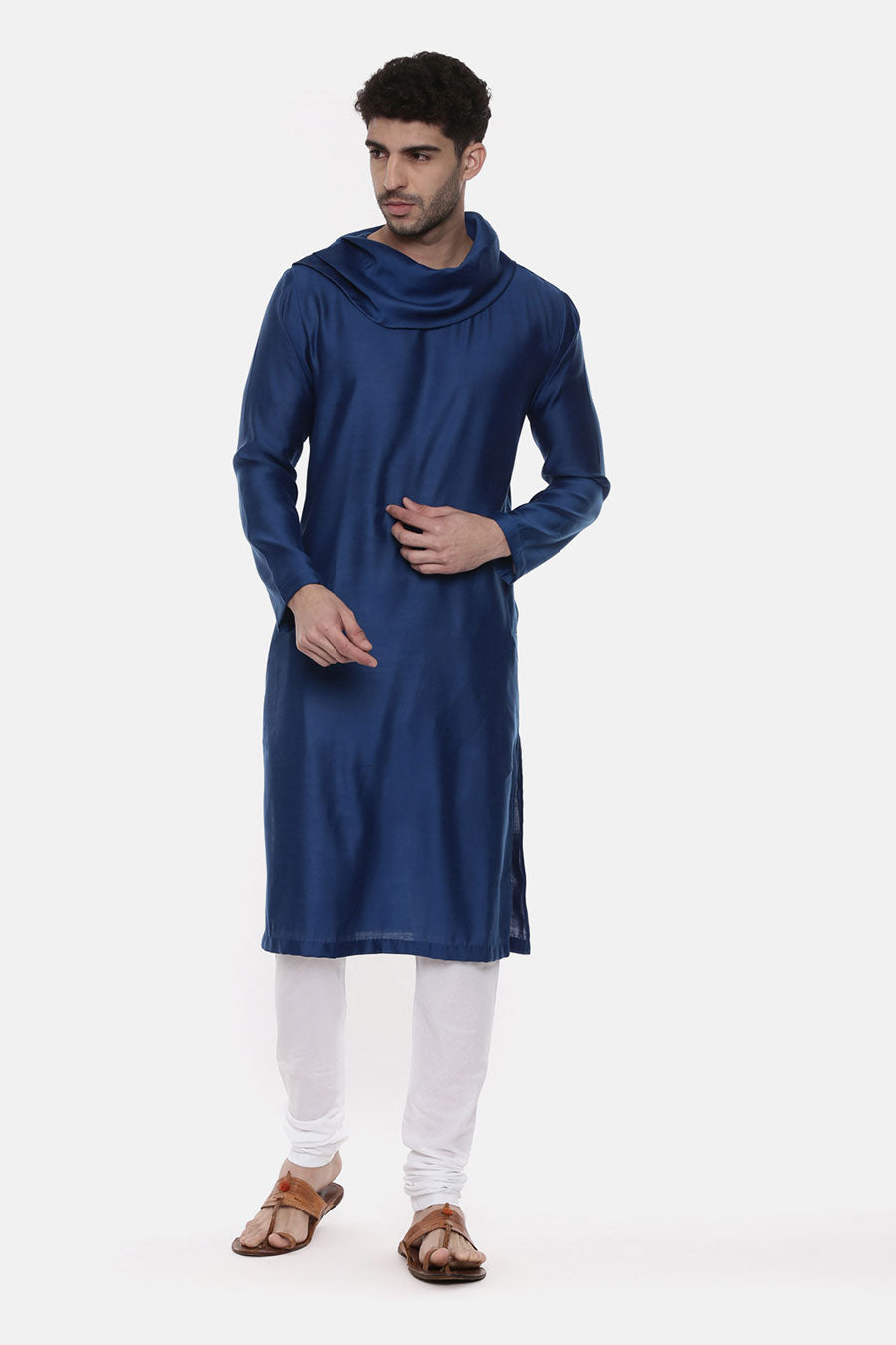 Blue Cowl Kurta Set