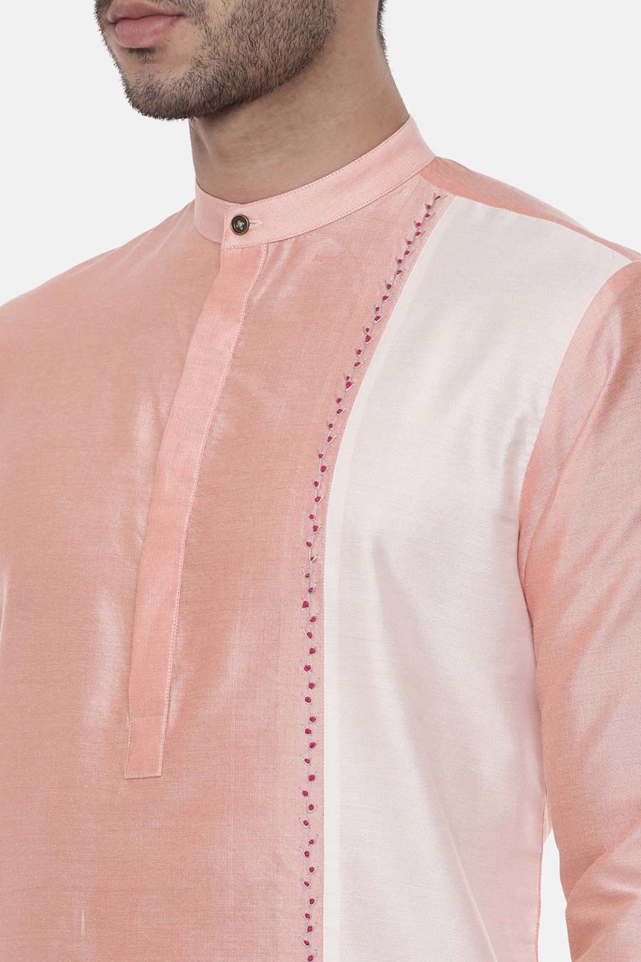 Pink & Ivory Embroidered Kurta Set