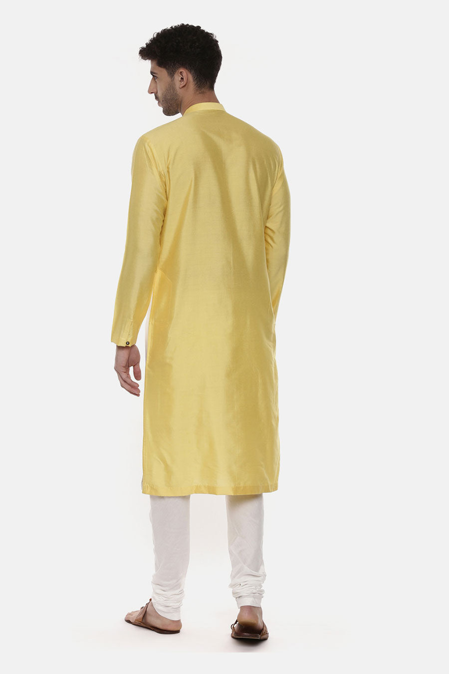 Yellow & Ivory Embroidered Kurta Set