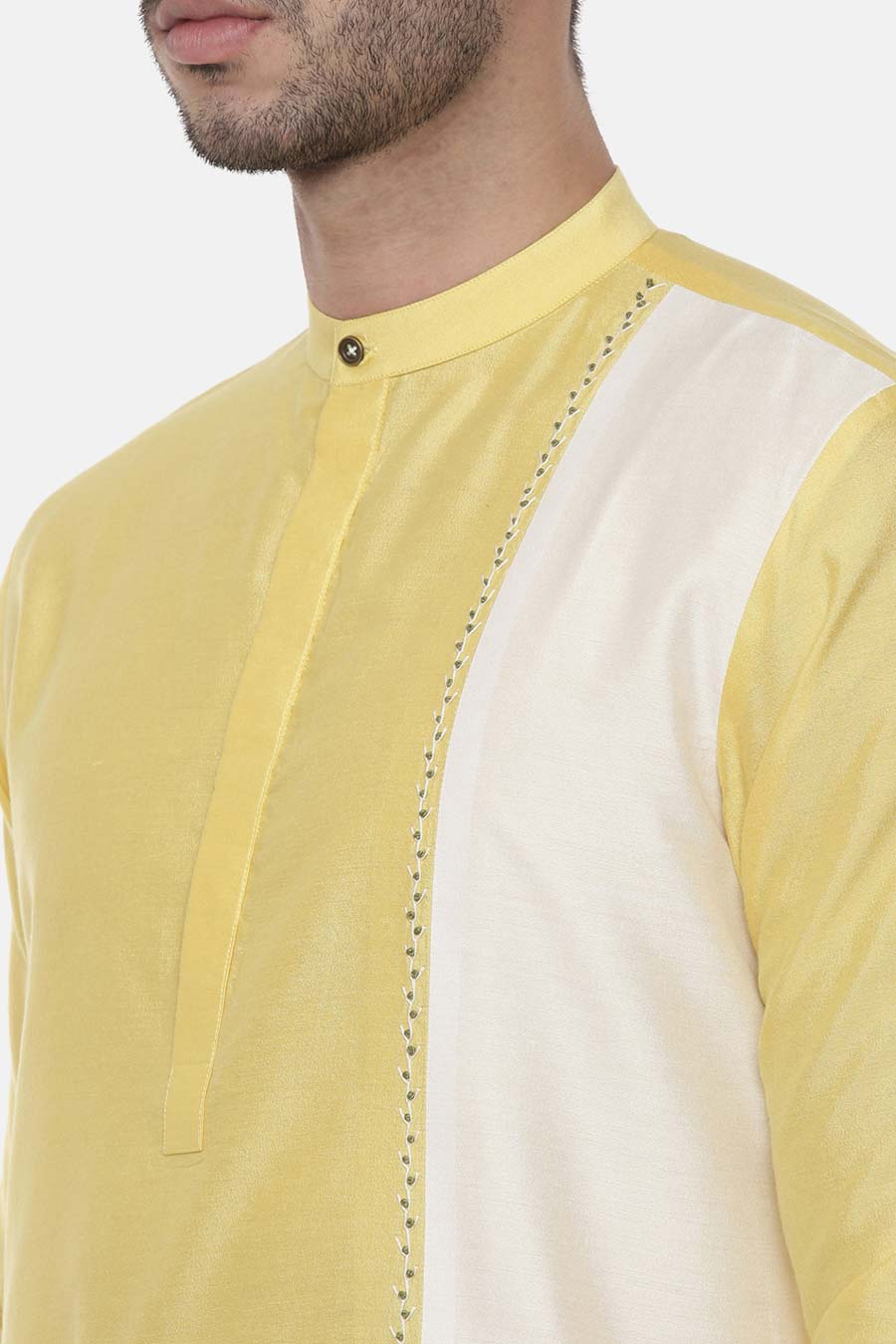 Yellow & Ivory Embroidered Kurta Set