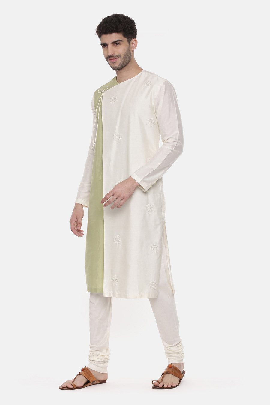 Green & Ivory Overlap Kurta Set