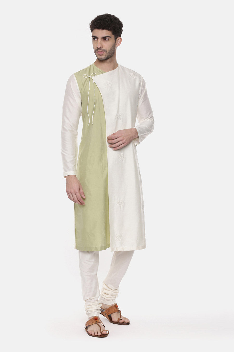 Green & Ivory Overlap Kurta Set