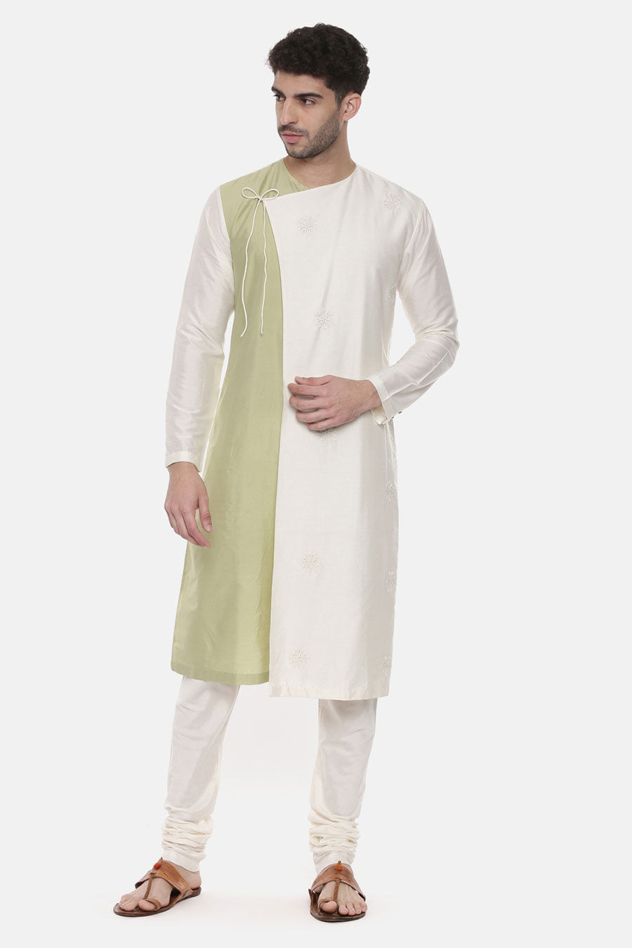 Green & Ivory Overlap Kurta Set