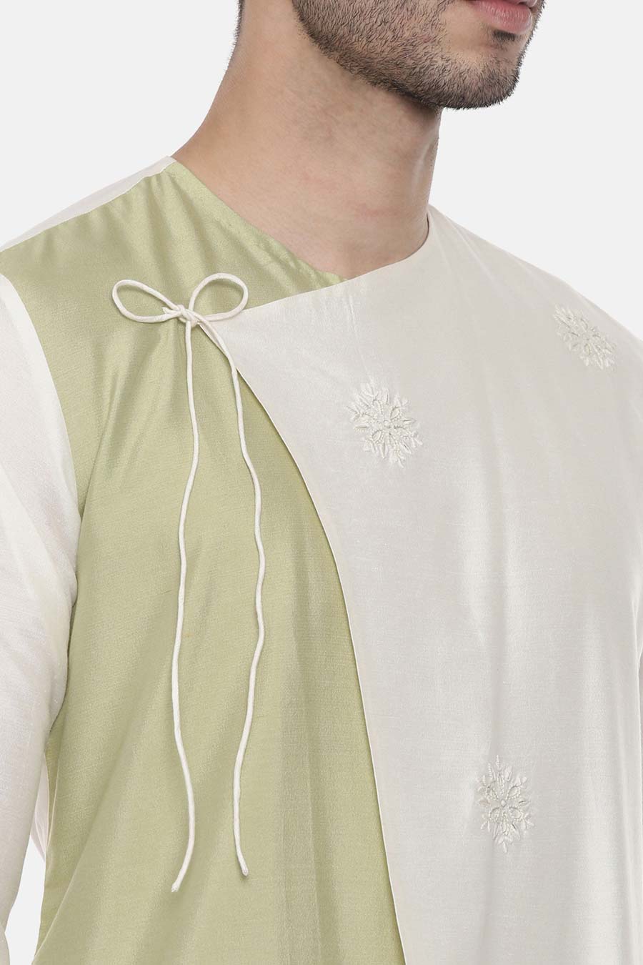 Green & Ivory Overlap Kurta Set