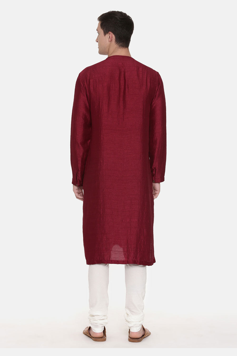 Wine Embroidered Kurta Set 