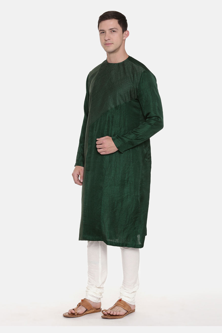 Green Chanderi Kurta Set