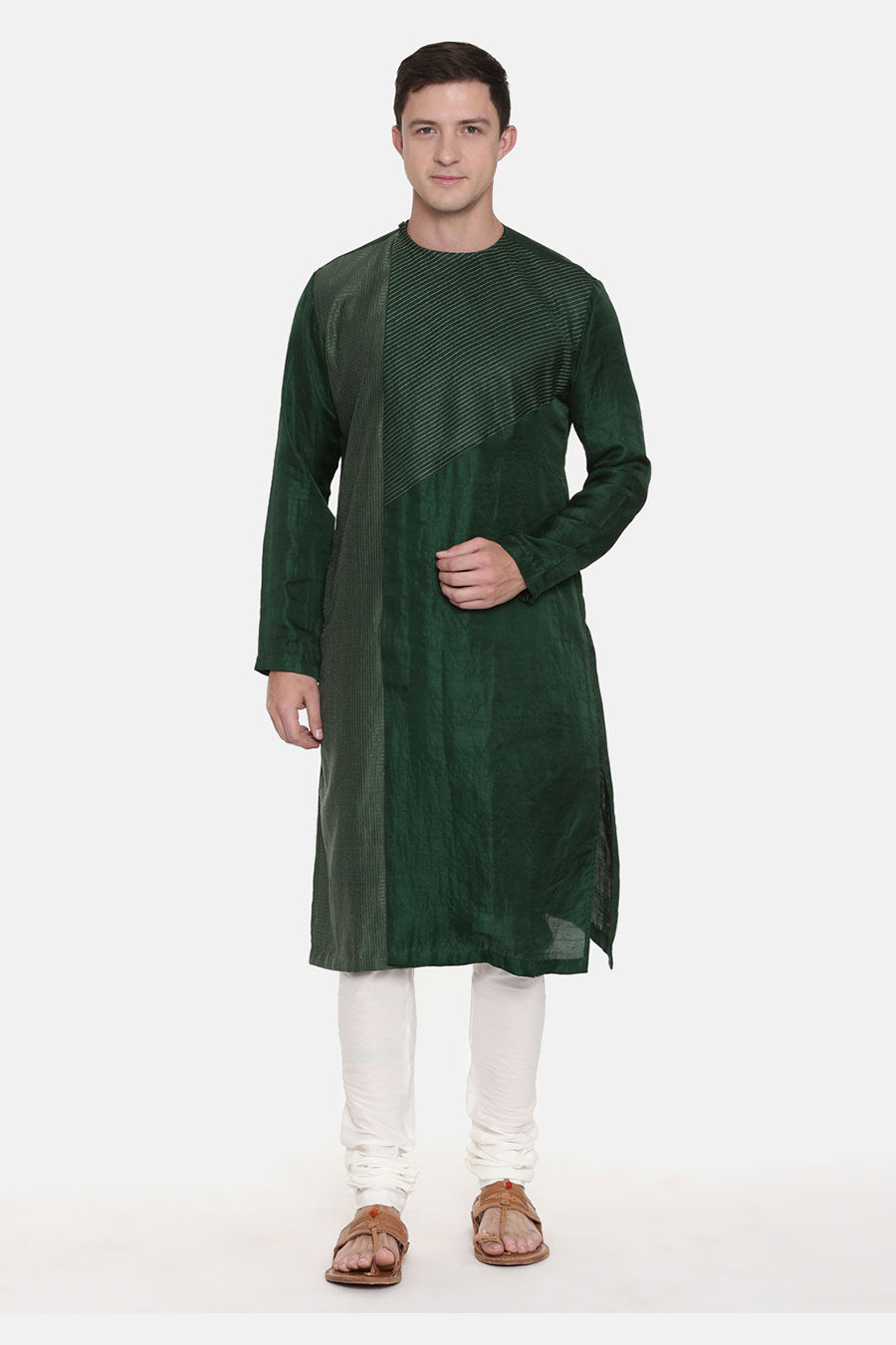 Green Chanderi Kurta Set