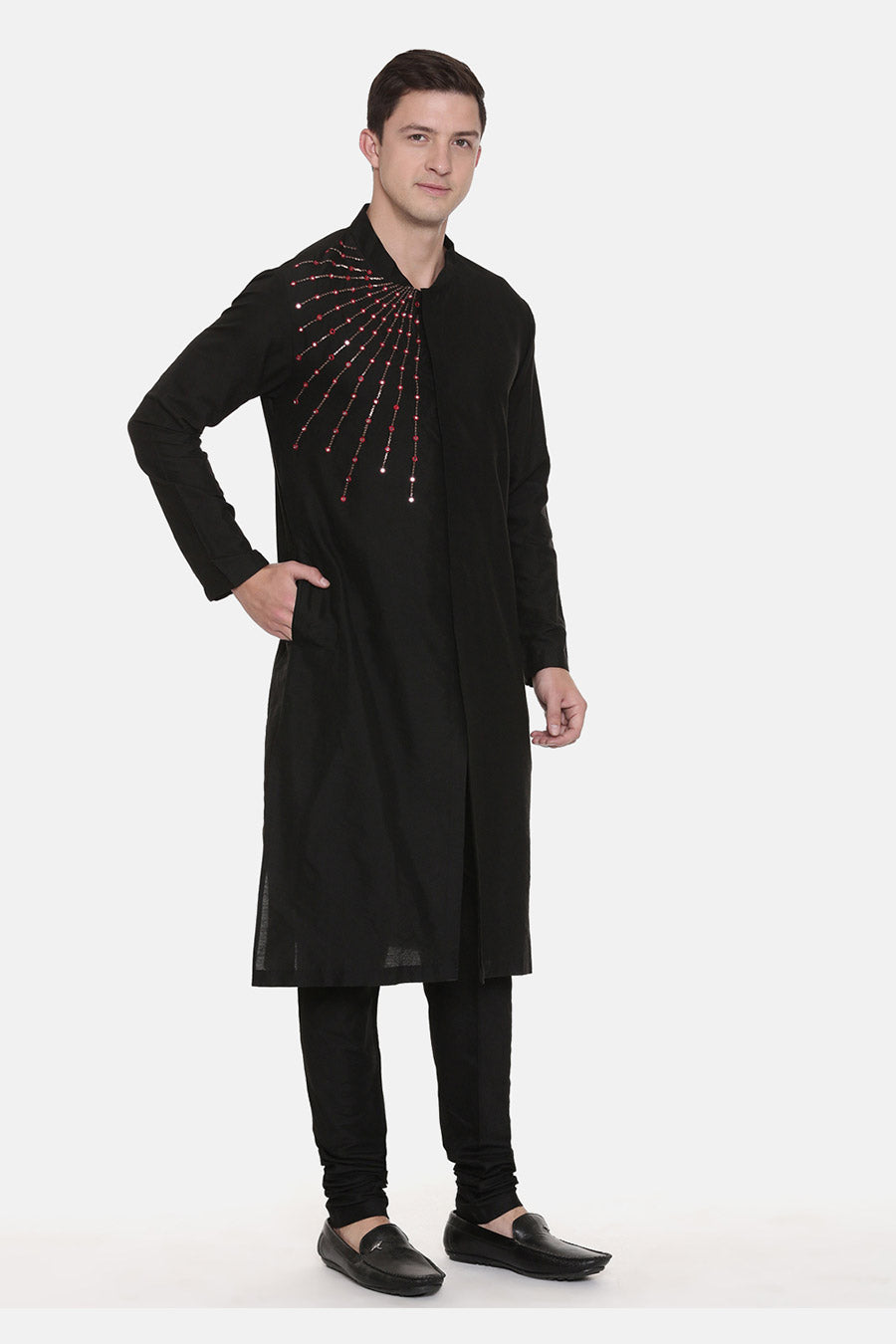 Black Embroidered Kurta Set 