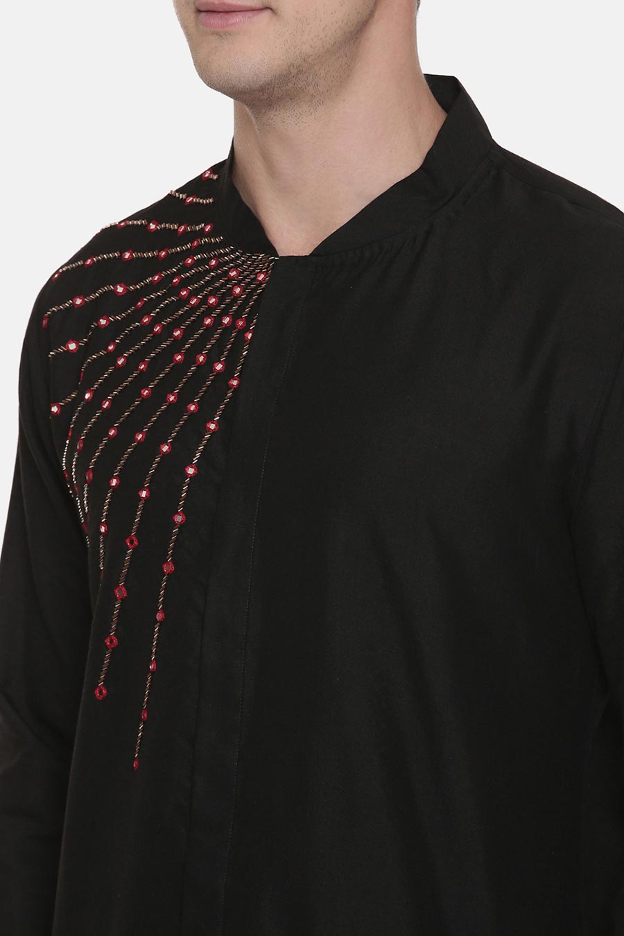 Black Embroidered Kurta Set 