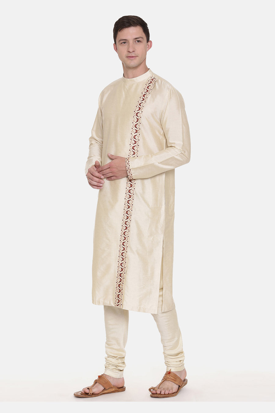 Beige Embroidered Kurta Set