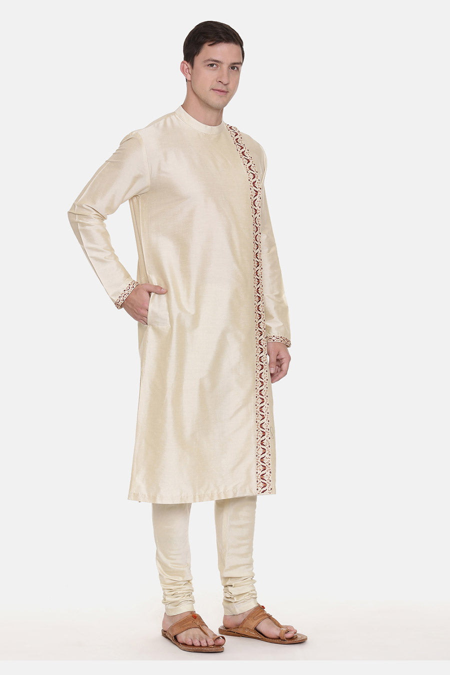 Beige Embroidered Kurta Set