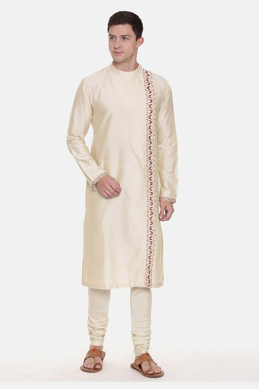 Beige Embroidered Kurta Set