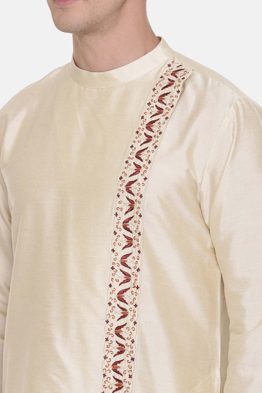 Beige Embroidered Kurta Set