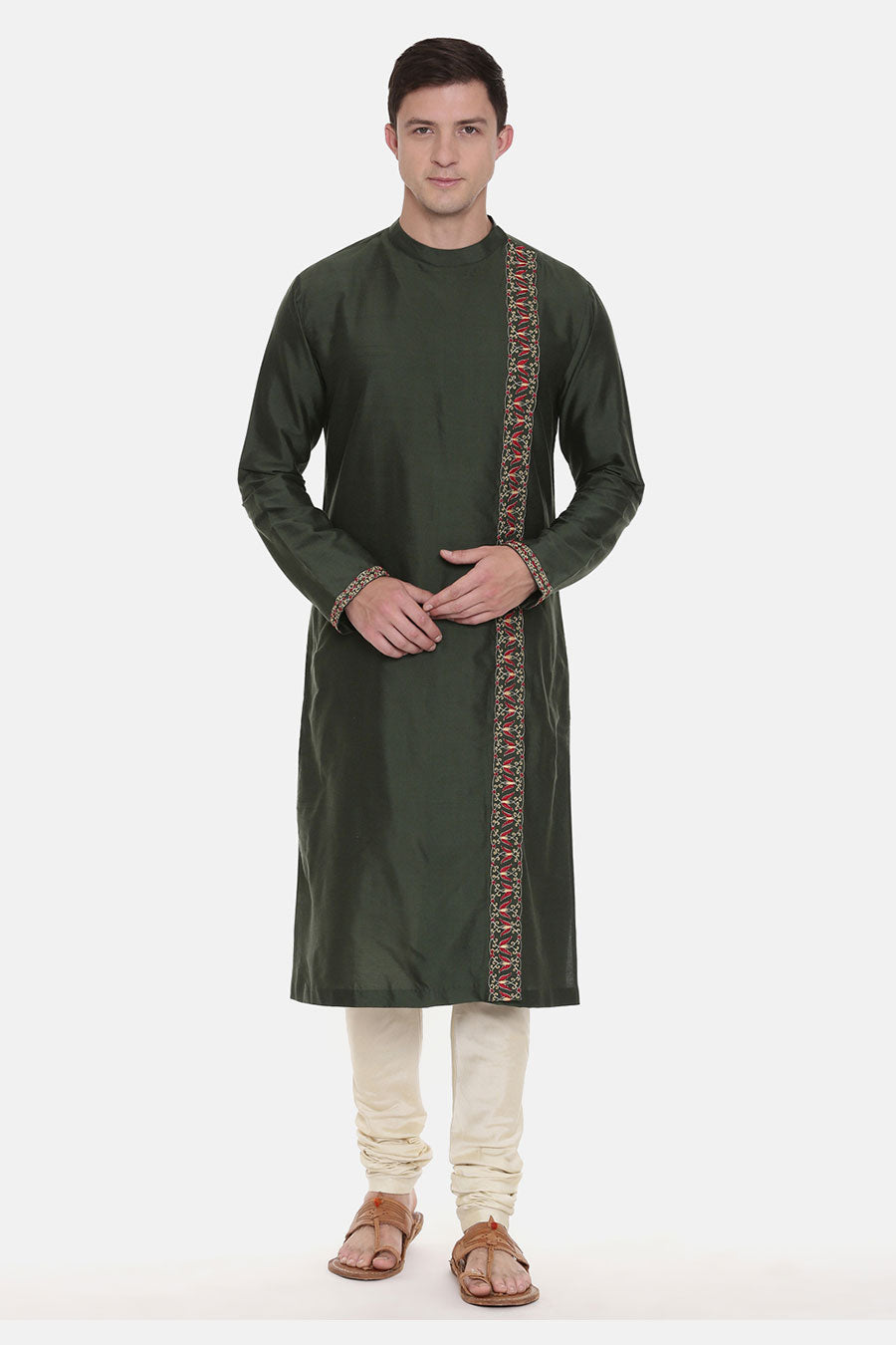 Green Embroidered Kurta Set