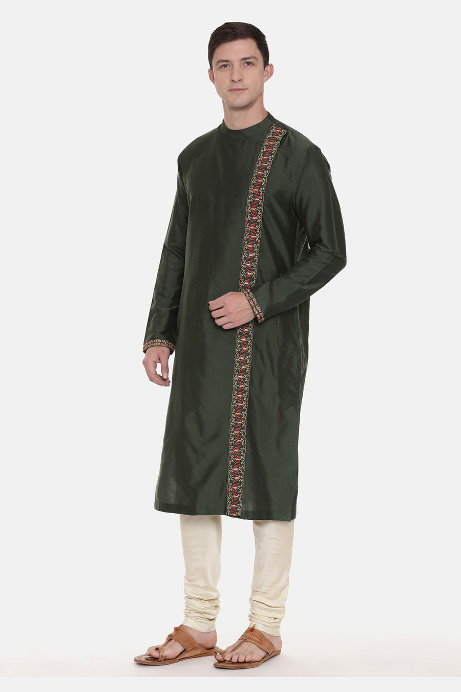 Green Embroidered Kurta Set