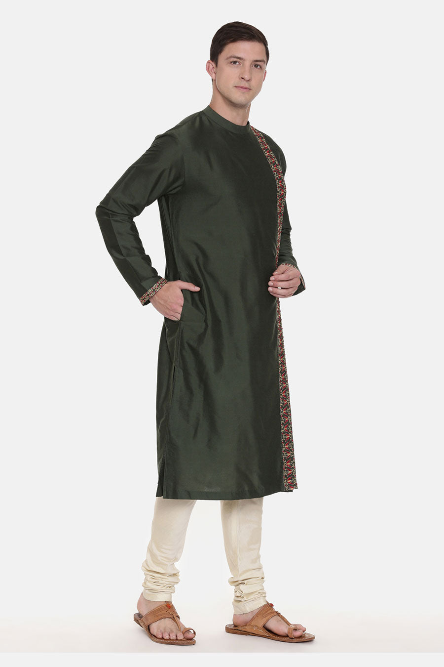 Green Embroidered Kurta Set