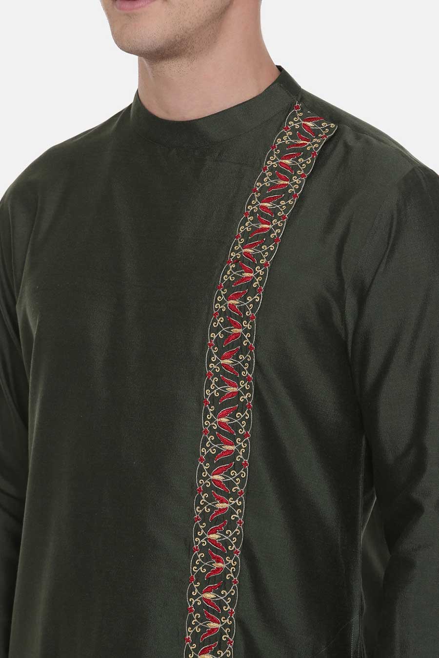 Green Embroidered Kurta Set