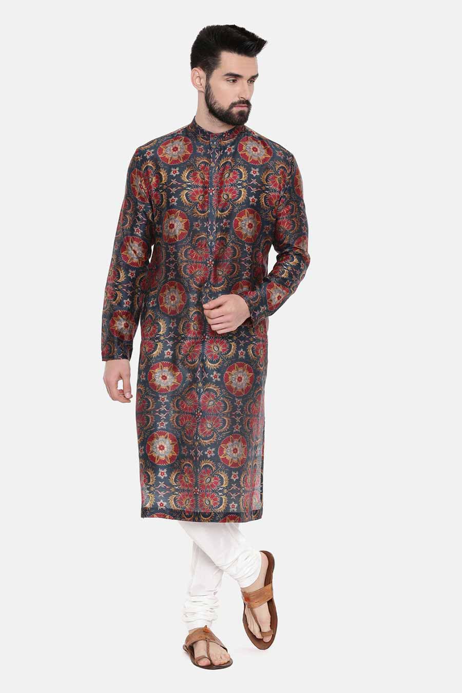 Teal Green Printed Kurta Set 