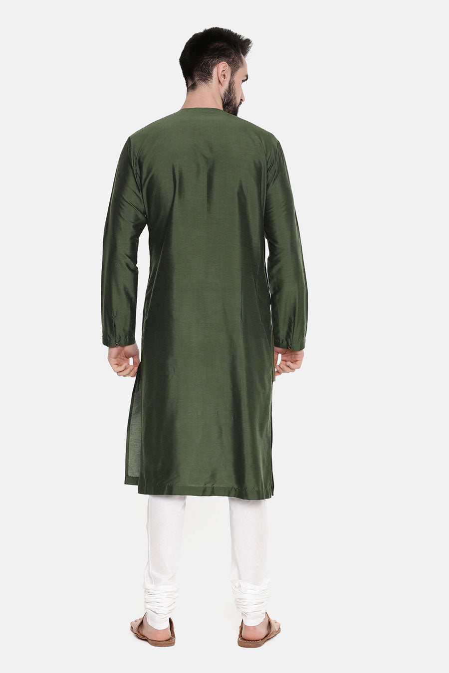 Green Panelled Kurta Set