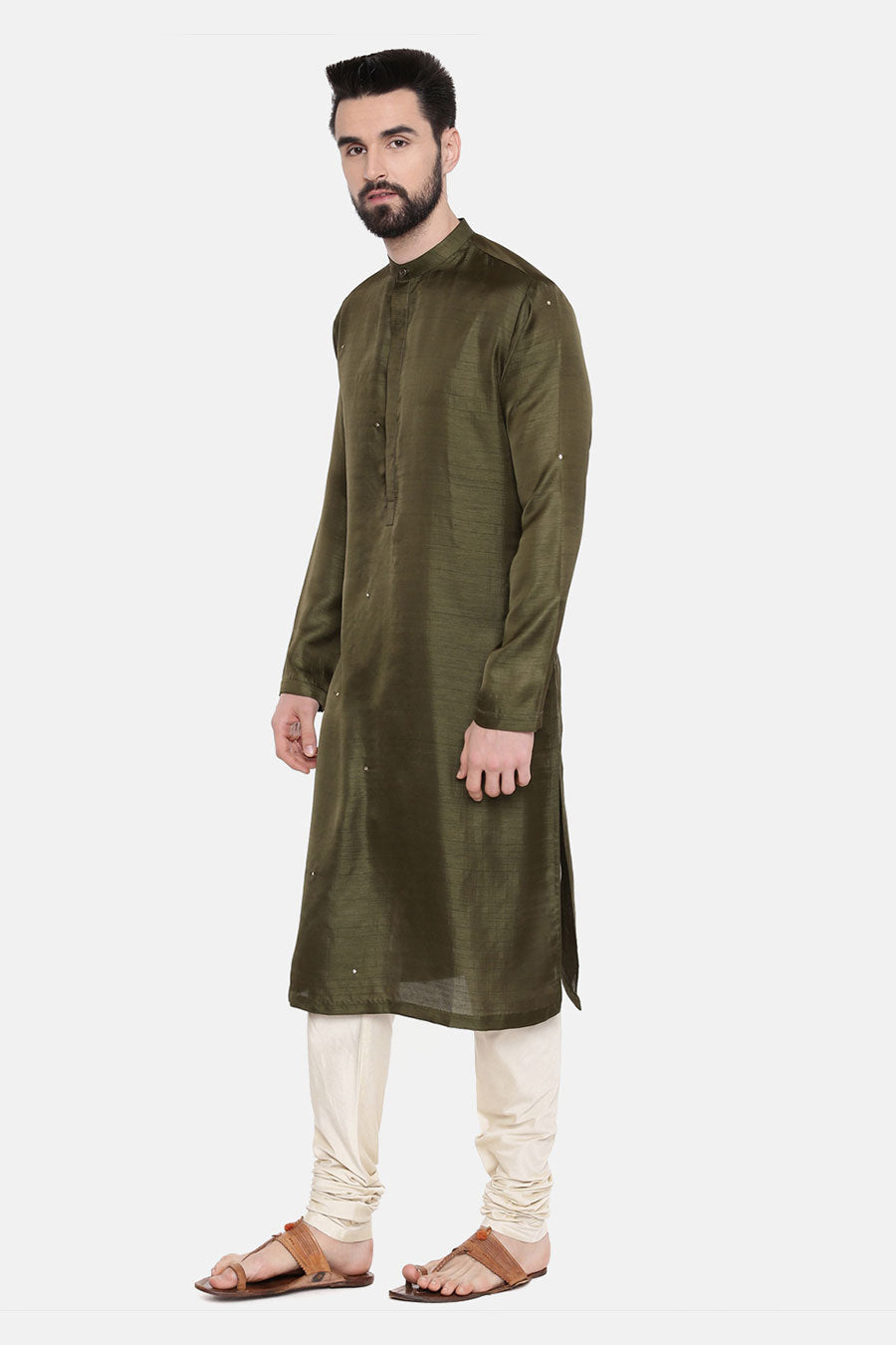 Mehandi Green Embellished Kurta Set