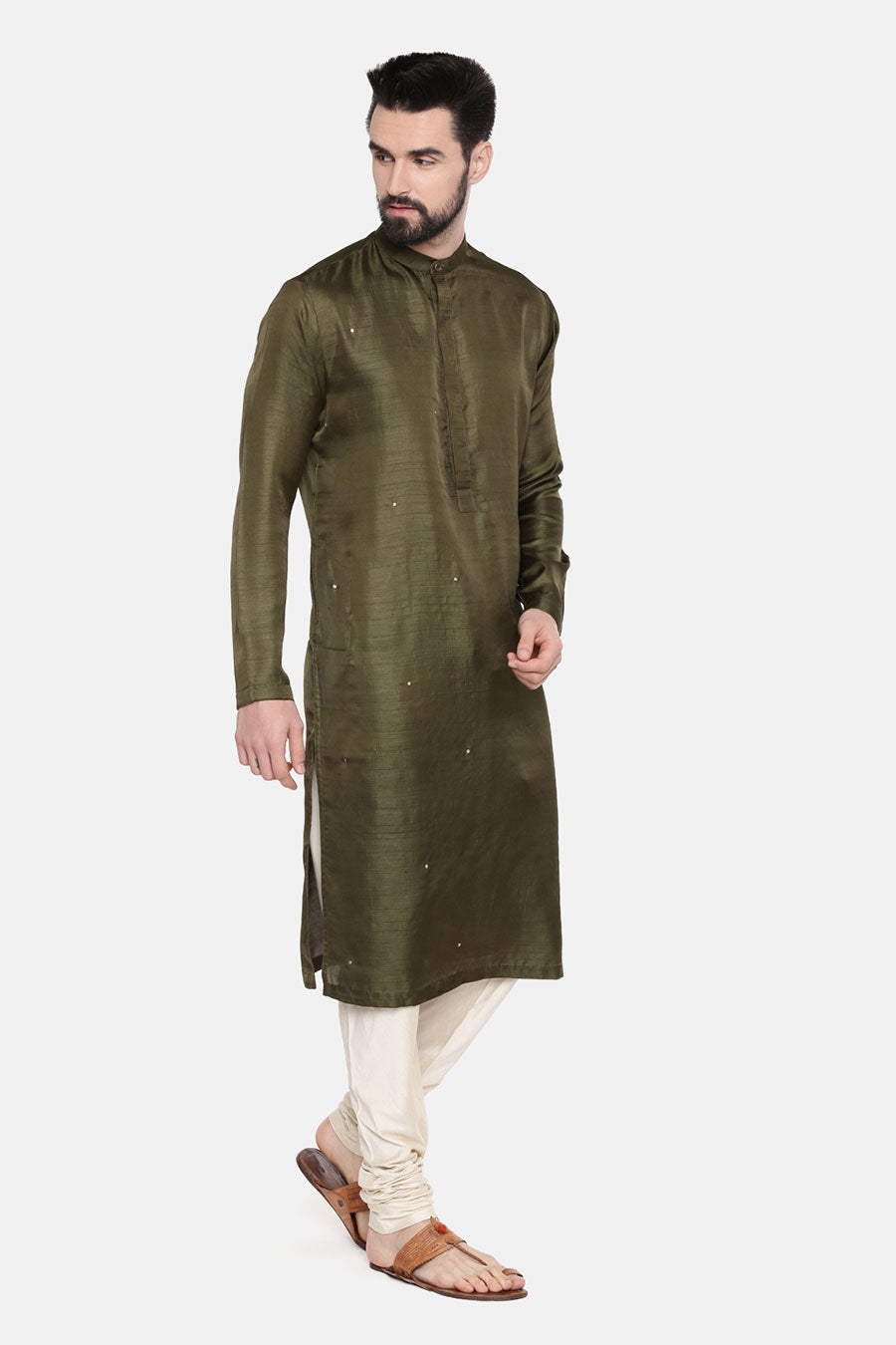 Mehandi Green Embellished Kurta Set